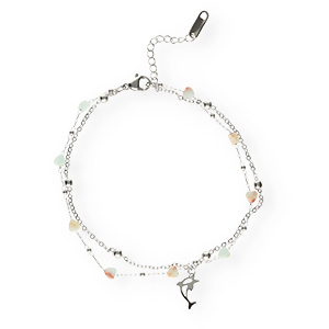 Cavigliere in acciaio inossidabile cuore di pietra argento-blu