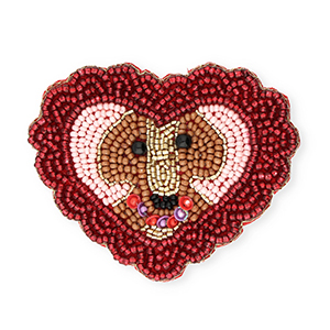 Spille cuore con cane oro-rosso scuro rivestimento argentato-rosa chiaro-marrone