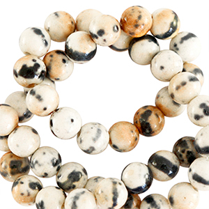 Perline in pietra naturale 6 mm  tonda beige-nero