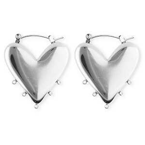 BY31&reg; Componenti in acciaio inossidabile orecchini cuore con 5 anellini argento