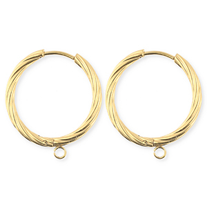 BY31&reg; Componenti in acciaio inossidabile orecchini spirale con anellino oro