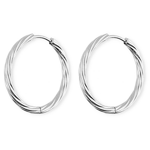 BY31&reg; Orecchini in acciaio inossidabil a cerchio spirale argento