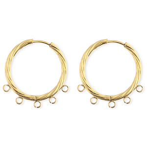 BY31&reg; Componenti in acciaio inossidabile orecchini spirale con 5 anellini oro