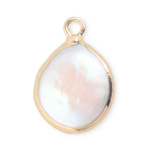 Perle di acqua dolce imperfette ciondolo rotondo/goccia oro-bianco naturale
