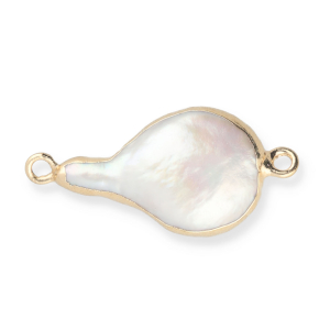 Perle di acqua dolce imperfette distanziatore irregolare goccia oro-bianco naturale