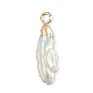 Perle di acqua dolce imperfette ciondolo tubo oro-bianco naturale