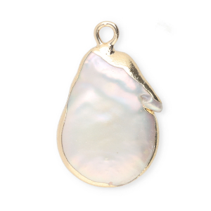 Perle di acqua dolce imperfette ciondolo irregolare goccia oro-bianco naturale