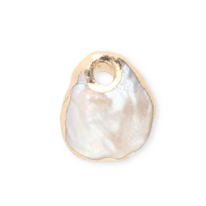 Perle di acqua dolce imperfette ciondolo bianco naturale-oro