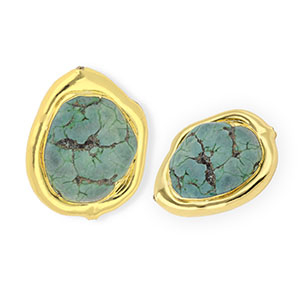 Perline in pietra naturale statement howlite organica oro-verde