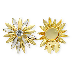 Copri bottoni fiore oro-cristallo