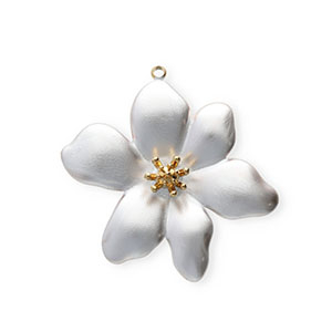 Ciondoli in acciaio inossidabile con smalto fiore oro-bianco madreperla