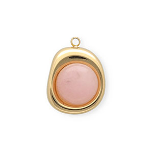 Ciondoli in acciaio inossidabile con Giada organico ovale oro-rosa chiaro