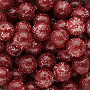 Perline di vetro 12mm rosso borgogna-bianco