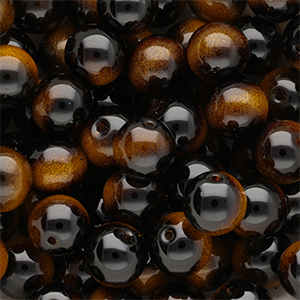 Perline di vetro 12mm nero-giallo ambra