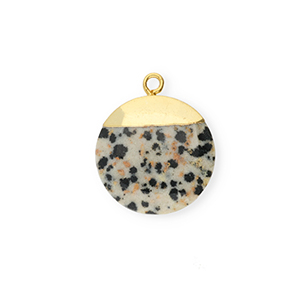 Ciondoli in pietra naturale Diaspro Dalmata tonda grigio beige-nero-oro
