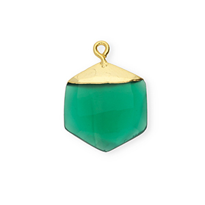 Ciondoli in pietra naturale Calcedonio esagono verde smeraldo-oro