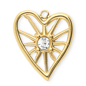 Ciondoli in acciaio inossidabile con strass cuore oro-cristallo
