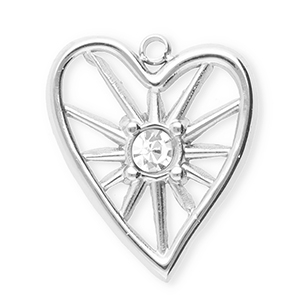 Ciondoli in acciaio inossidabile con strass cuore argento-cristallo