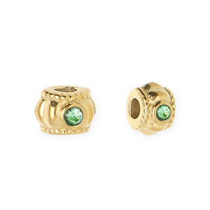 Perline in acciaio inossidabile anello con strass 6mm oro-verde