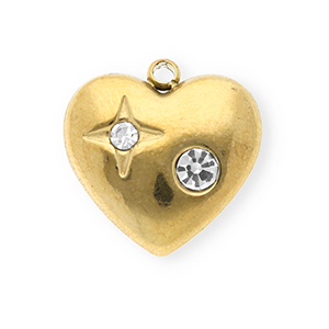 Ciondoli in acciaio inossidabile con strass cuore oro-cristallo