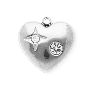 Ciondoli in acciaio inossidabile con strass cuore argento-cristallo