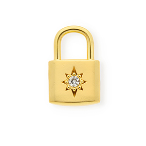 Ciondoli in acciaio inossidabile con strass lucchetto con stella oro-cristallo