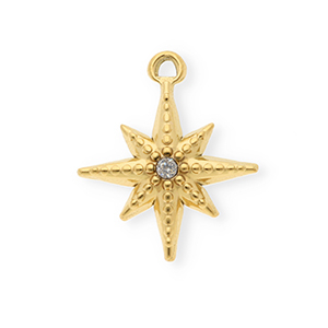 Ciondoli in acciaio inossidabile con strass stella oro-cristallo