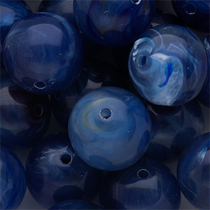 Perline in acrilico 18 mm tonda blu scuro-multicolore-bianco marmo