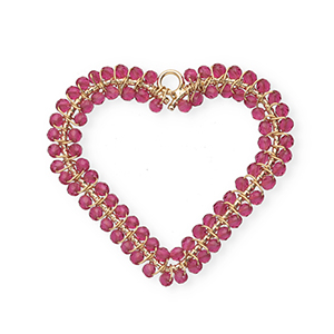 Ciondoli sfaccettati cuore oro-rosa magenta