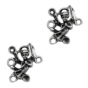 Ciondoli di metallo TQ distanziatore a forma di angelo/castone per Swarovski PP32 argento antico