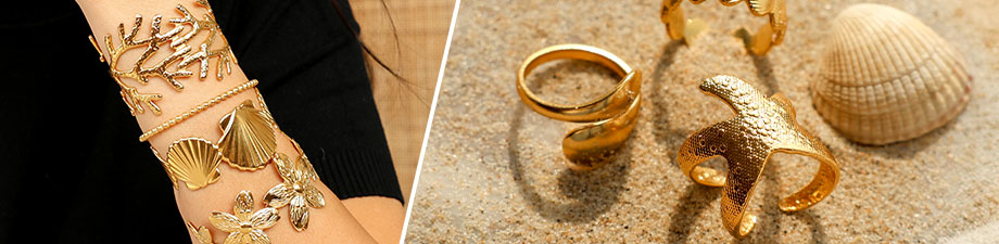 Bracciali e anelli in acciaio inossidabile trendy Bracciali e anelli in acciaio inossidabile trendy