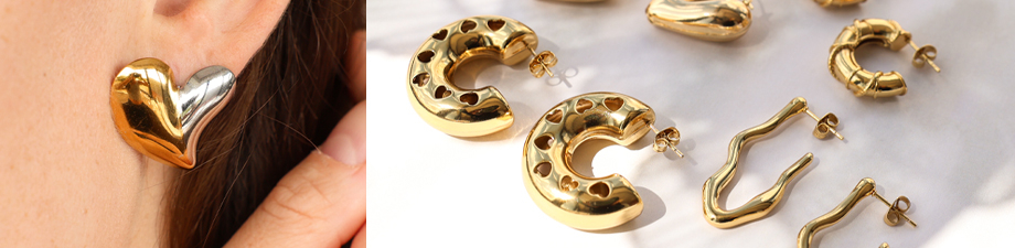 Orecchini in acciaio inossidabile già pronti in forme Orecchini in acciaio inossidabile già pronti in forme