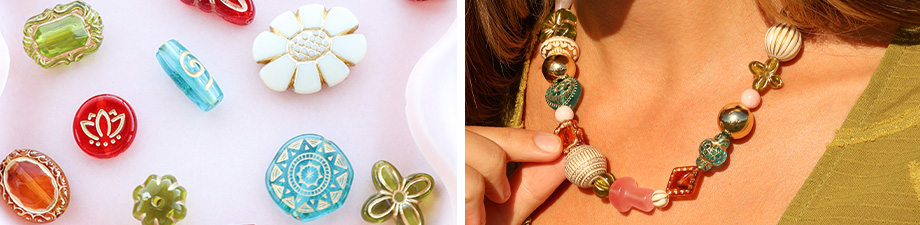 Nuova serie di perline in acrilico con accenti dorati