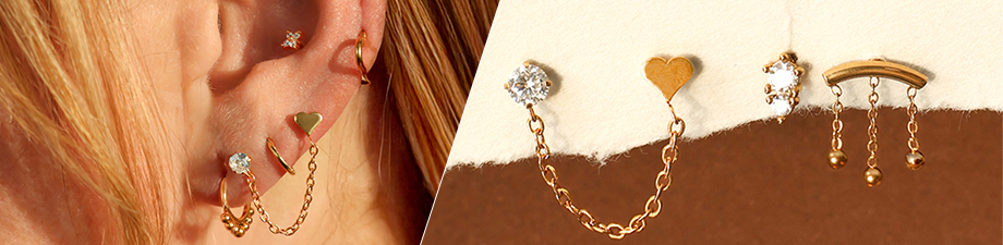 NUOVISSIMI! Piercing per orecchio in acciaio inox