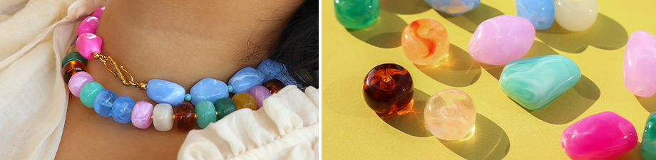 Nuova collezione di perline in acrilico colorate